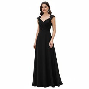 Vintage Jim Hjelm Formal Dress Full Length Gown 12 Black Lace Whimsigoth 90s Y2K